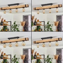 Plafonnier Montgomery Ecru, Noir, 4 Lumieres