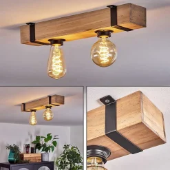 Plafonnier Montgomery Ecru, Noir, 2 Lumieres