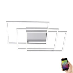 Plafonnier Paul Neuhaus Q-Inigo Led Nickel Mat, 3 Lumieres, Telecommandes