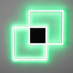 Plafonnier Paul Neuhaus Q-Marko Led Noir, 1 Lumiere, Telecommandes, Changeur De Couleurs