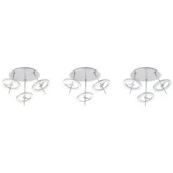 Plafonnier Paul Neuhaus Q-Amy Led Acier Inoxydable, 6 Lumieres, Telecommandes