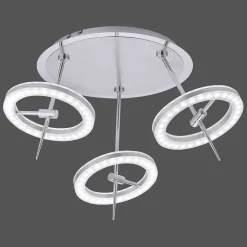 Plafonnier Paul Neuhaus Q-Amy Led Acier Inoxydable, 6 Lumieres, Telecommandes
