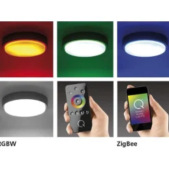 Plafonnier Paul Neuhaus Q-Lenny Led Blanc, 1 Lumiere, Telecommandes, Changeur De Couleurs