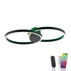 Plafonnier Paul Neuhaus Q-Marko Led Noir, 1 Lumiere, Telecommandes, Changeur De Couleurs