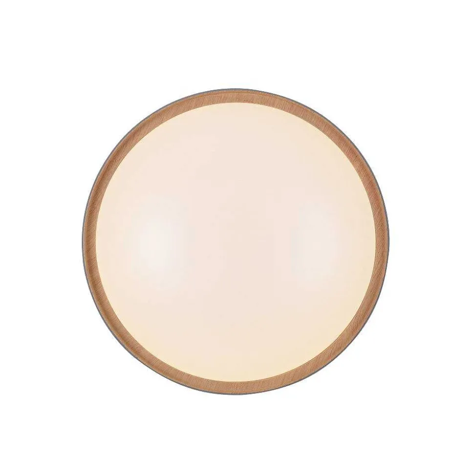 Plafonnier Paul Neuhaus Q-Emilia Led Gris, Couleur Bois, 1 Lumiere, Telecommandes