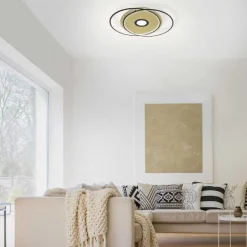 Plafonnier Paul Neuhaus Q-Amira Led Noir, 1 Lumiere, Telecommandes