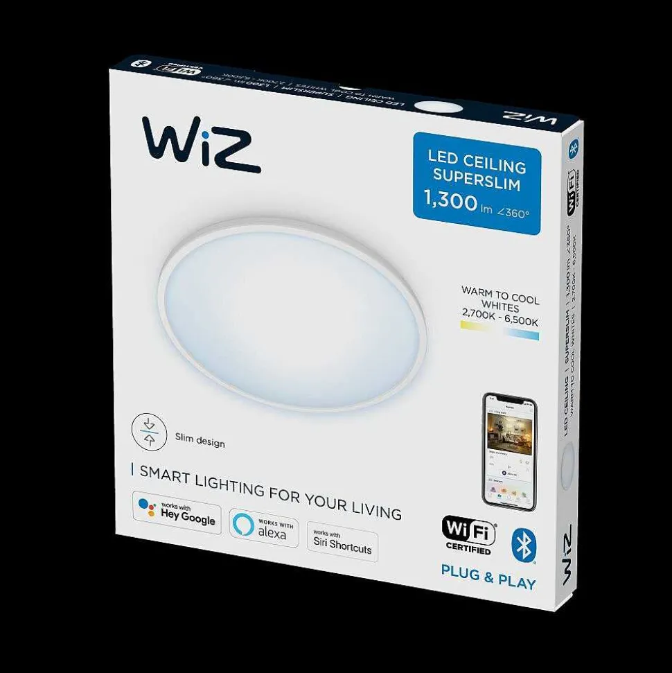 Plafonnier Philips Wiz Super Slim Led Blanc, 1 Lumiere