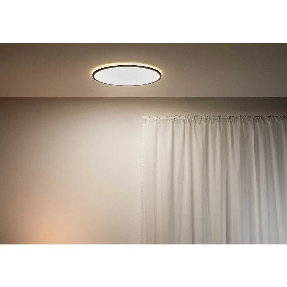 Plafonnier Philips Wiz Superslim Led Noir, Blanc, 1 Lumiere