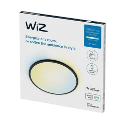 Plafonnier Philips Wiz Superslim Led Noir, Blanc, 1 Lumiere