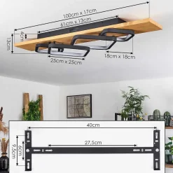 Plafonnier Pompu Led Ecru, Noir, 1 Lumiere