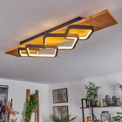 Plafonnier Pompu Led Ecru, Noir, 1 Lumiere