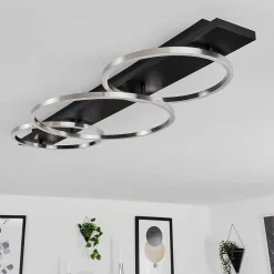 Plafonnier Pompu Led Noir, 3 Lumieres