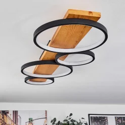 Plafonnier Rodekro Led Bois Clair, Noir, 1 Lumiere