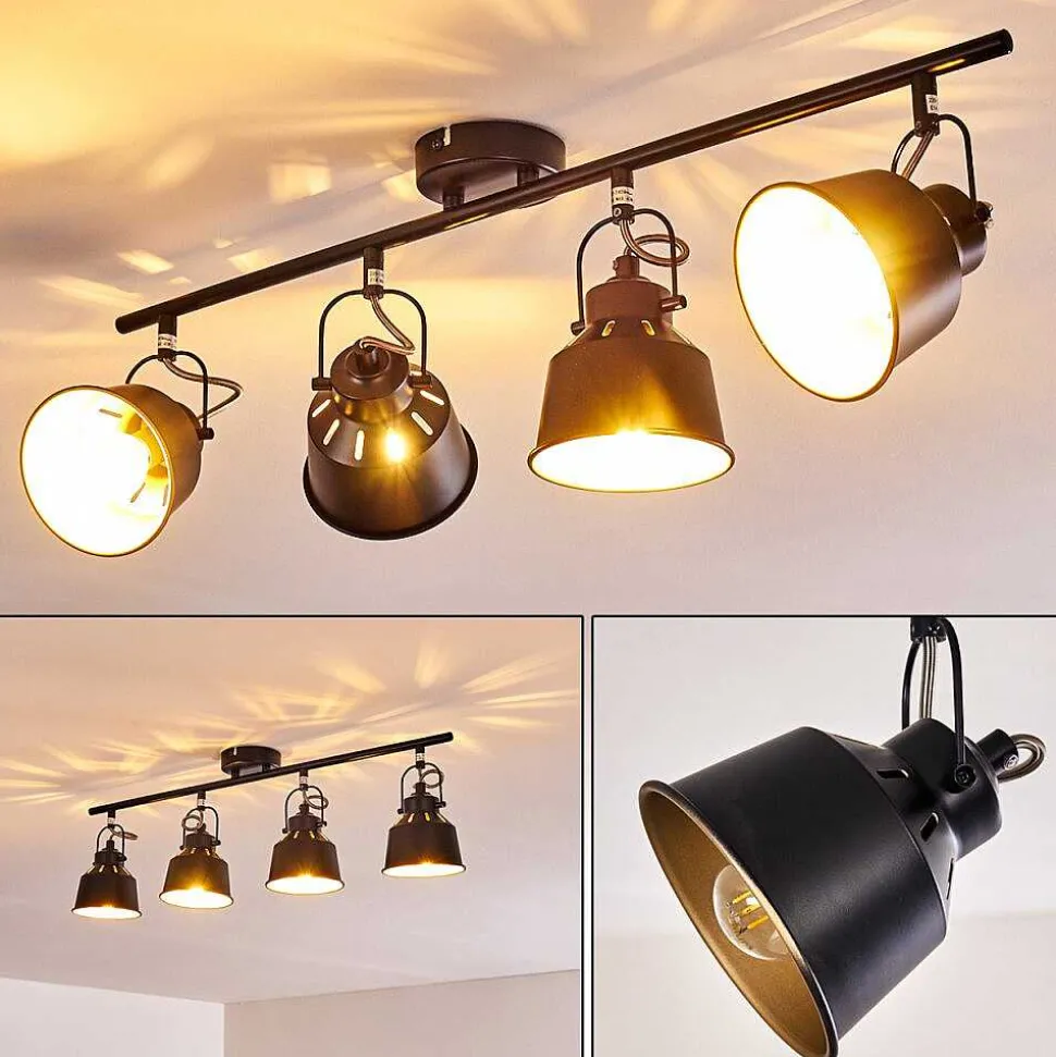 Plafonnier Safari Noir, 4 Lumieres