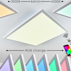 Plafonnier Salmi Led Blanc, 1 Lumiere, Telecommandes, Changeur De Couleurs