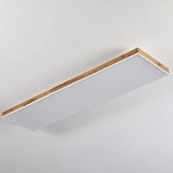 Plafonnier Salmi Led Brun, Couleur Bois, Blanc, 1 Lumiere, Telecommandes