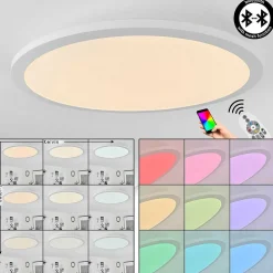 Plafonnier Sani Led Blanc, 1 Lumiere, Telecommandes, Changeur De Couleurs