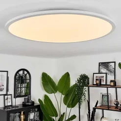 Plafonnier Sani Led Blanc, 1 Lumiere, Telecommandes, Changeur De Couleurs