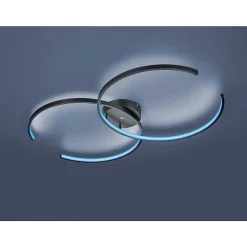 Plafonnier Trio Leuchten Wiz Citizen Led Noir, 2 Lumieres, Telecommandes, Changeur De Couleurs