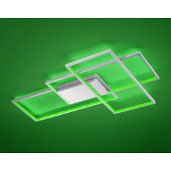 Plafonnier Trio Thiago Led Nickel Mat, 1 Lumiere, Telecommandes, Changeur De Couleurs