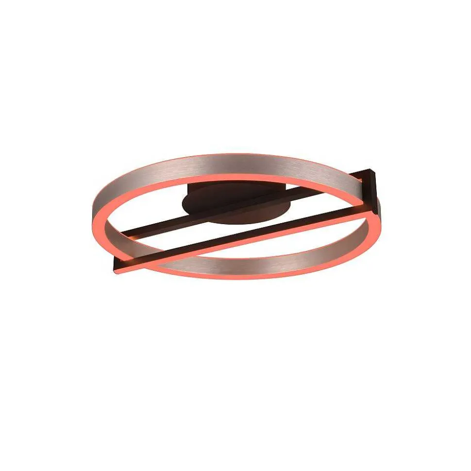 Plafonnier Trio Thompson Led Aluminium Brosse, 1 Lumiere, Telecommandes, Changeur De Couleurs