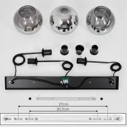 Plafonnier Verre 20 Cm Koyoto Clair, Fume, 3 Lumieres