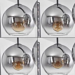 Plafonnier Verre 20 Cm Koyoto Clair, Fume, 4 Lumieres