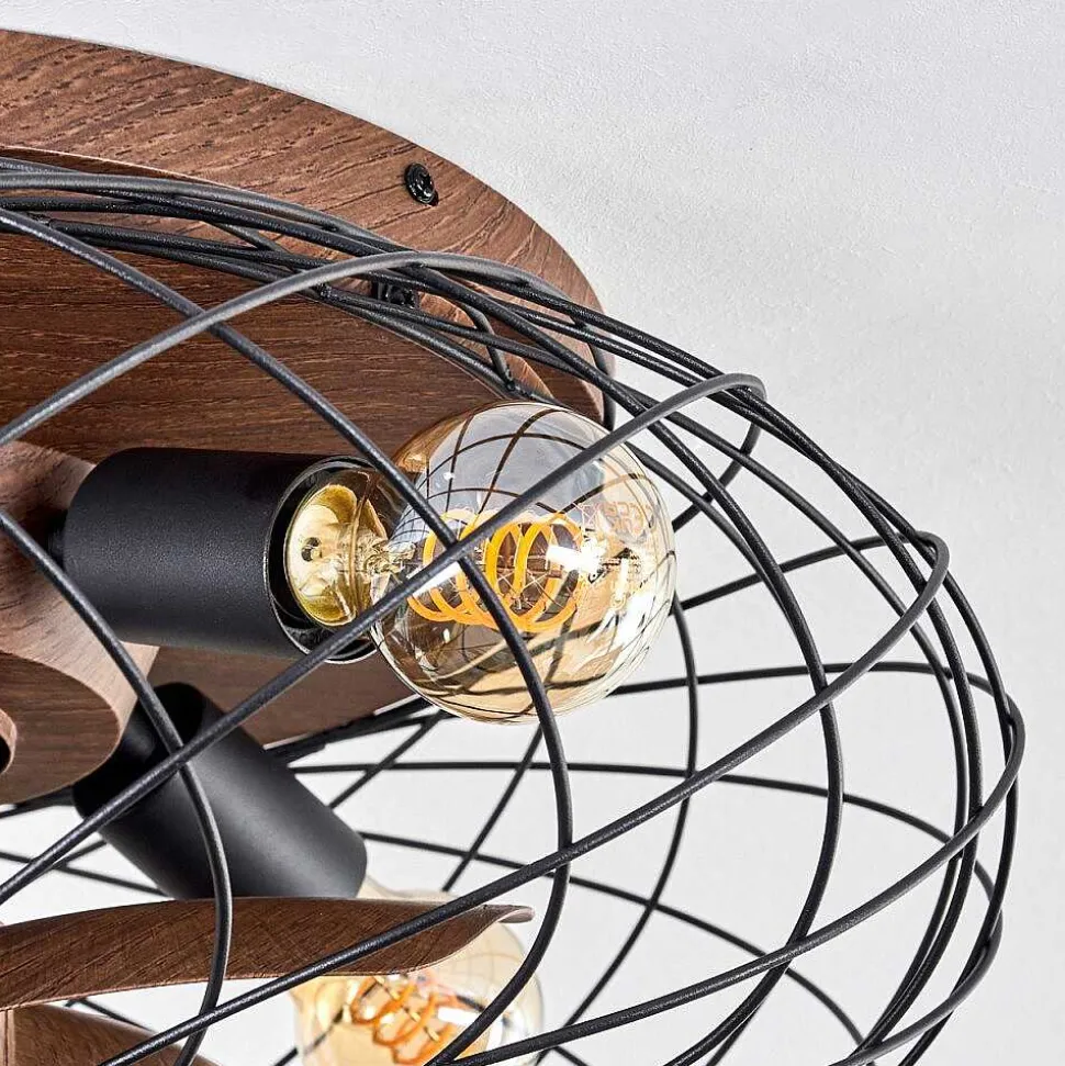 Plafonnier Wemude Brun, Noir, 4 Lumieres, Telecommandes