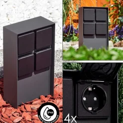 Prises Électriques D\\'Exterieur Reigolil Anthracite, Noir