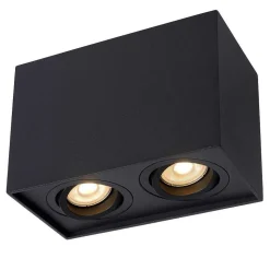Spot De Plafond Lucide Tube Noir, 2 Lumieres