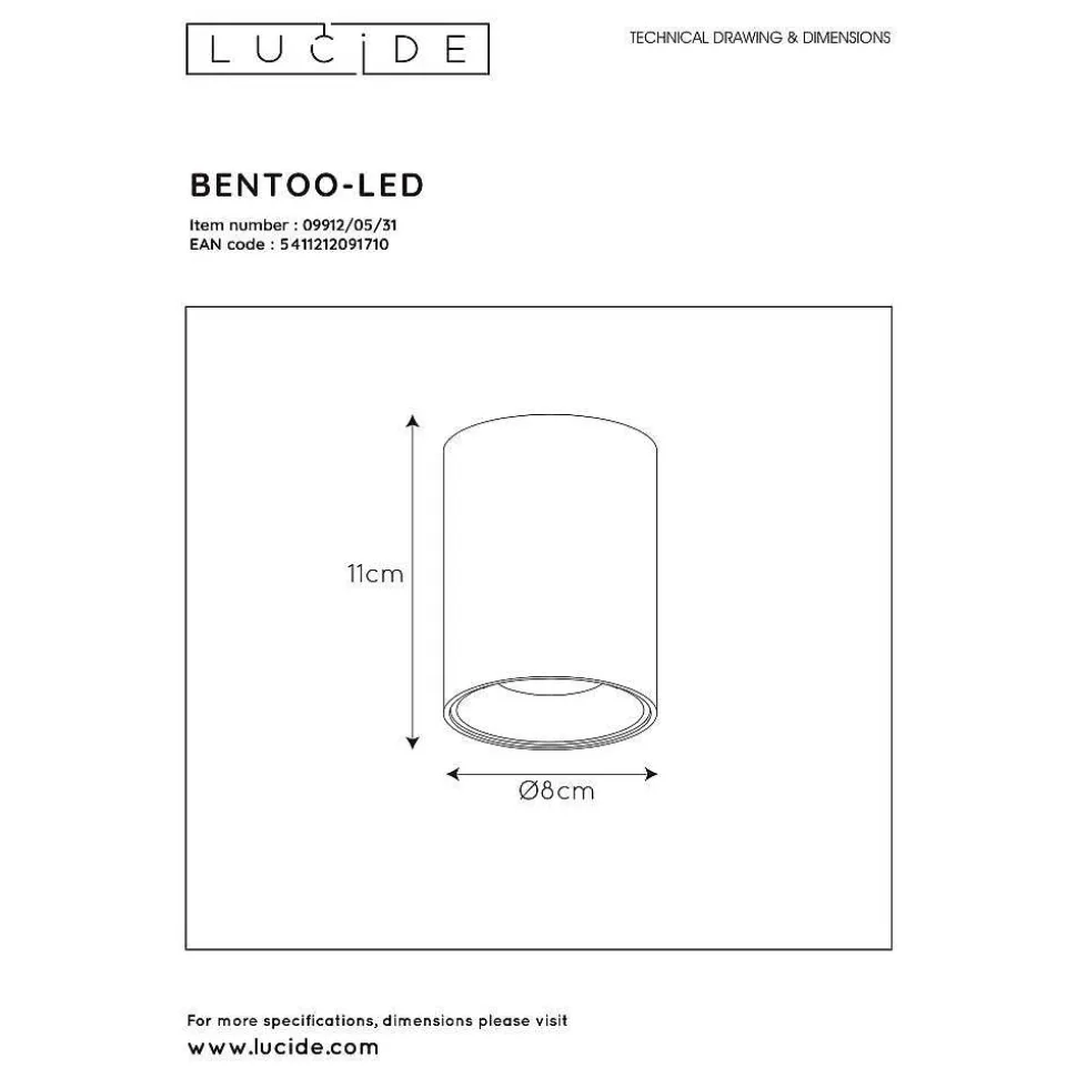 Spot Lucide Bentoo Led Blanc, 1 Lumiere