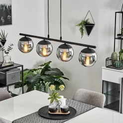 Suspension Agropoli Noir, 4 Lumieres