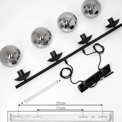 Suspension Agropoli Noir, 4 Lumieres