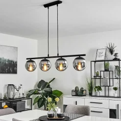 Suspension Agropoli Noir, 4 Lumieres