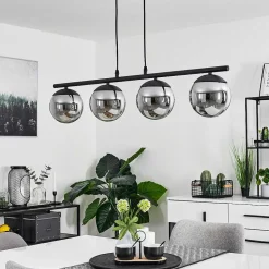 Suspension Agropoli Noir, 4 Lumieres