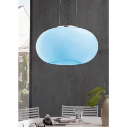 Suspension Eglo Connect Optica-C Led Nickel Mat, 1 Lumiere, Changeur De Couleurs