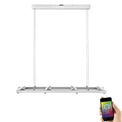 Suspension Paul Neuhaus Q-Fisheye Led Acier Inoxydable, 8 Lumieres, Telecommandes, Changeur De Couleurs