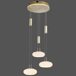 Suspension Paul Neuhaus Q-Etienne Led Laiton, 3 Lumieres, Telecommandes