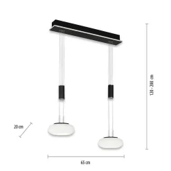 Suspension Paul Neuhaus Q-Etienne Led Noir, 2 Lumieres, Telecommandes