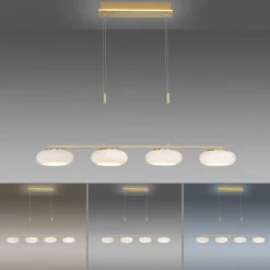 Suspension Paul Neuhaus Q-Etienne Led Laiton, 4 Lumieres, Telecommandes