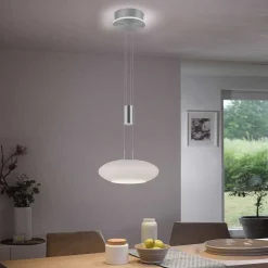 Suspension Paul-Neuhaus Q-Etienne Led Acier Brosse, 2 Lumieres, Telecommandes