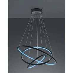 Suspension Trio Aaron Led Anthracite, 1 Lumiere, Telecommandes, Changeur De Couleurs