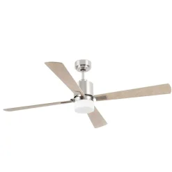 Ventilateur De Plafond A Lampe Faro Barcelona Palk Nickel Mat, 2 Lumieres