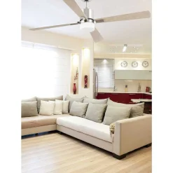 Ventilateur De Plafond A Lampe Faro Barcelona Palk Nickel Mat, 2 Lumieres