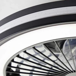 Ventilateur De Plafond Brilliant Palmero Noir, 1 Lumiere, Telecommandes, Changeur De Couleurs