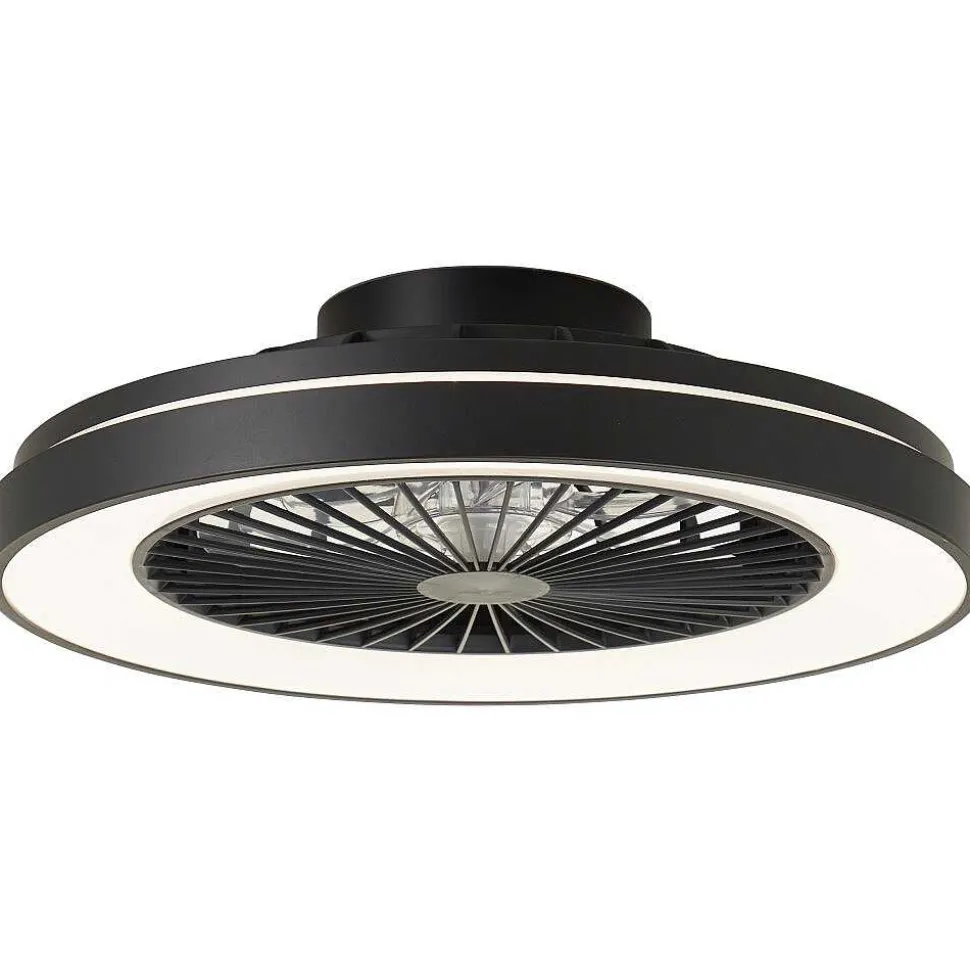 Ventilateur De Plafond Brilliant Mazzaro Led Noir, 1 Lumiere, Telecommandes, Changeur De Couleurs