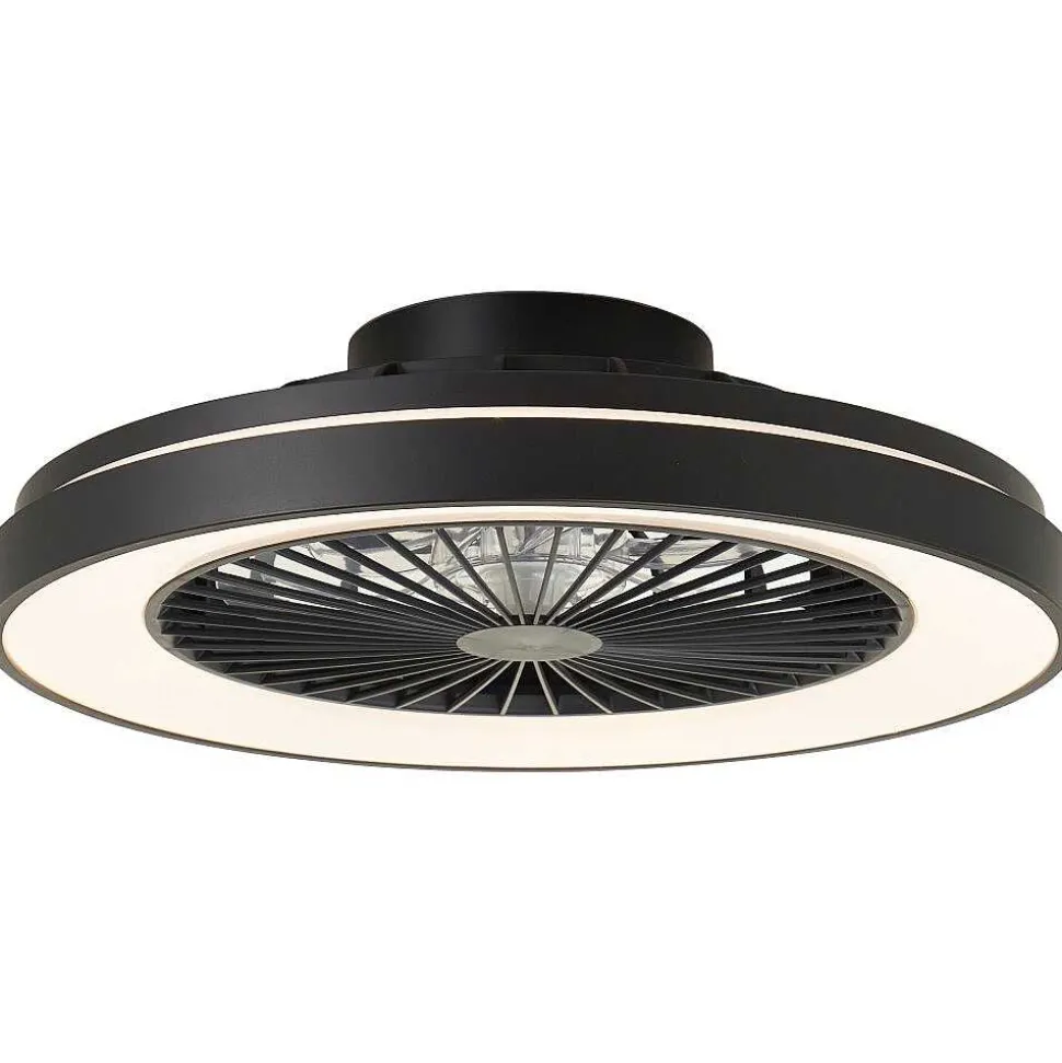 Ventilateur De Plafond Brilliant Mazzaro Led Noir, 1 Lumiere, Telecommandes, Changeur De Couleurs