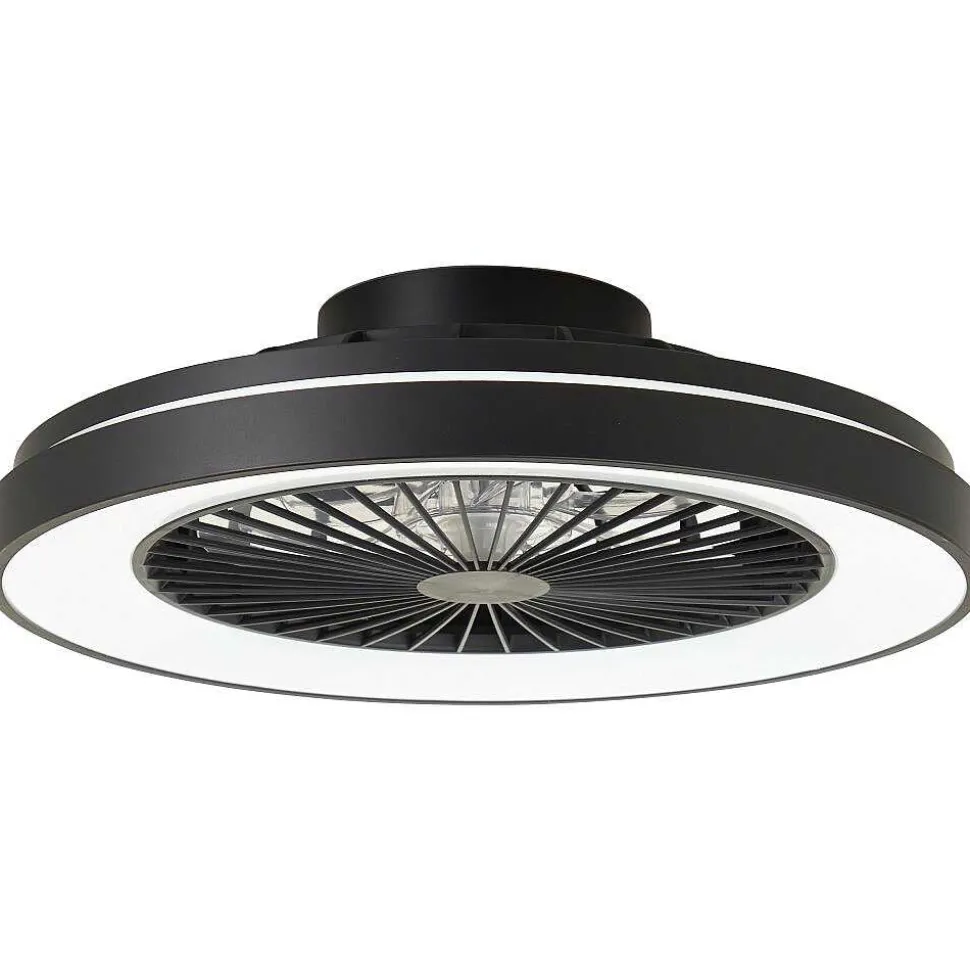 Ventilateur De Plafond Brilliant Mazzaro Led Noir, 1 Lumiere, Telecommandes, Changeur De Couleurs