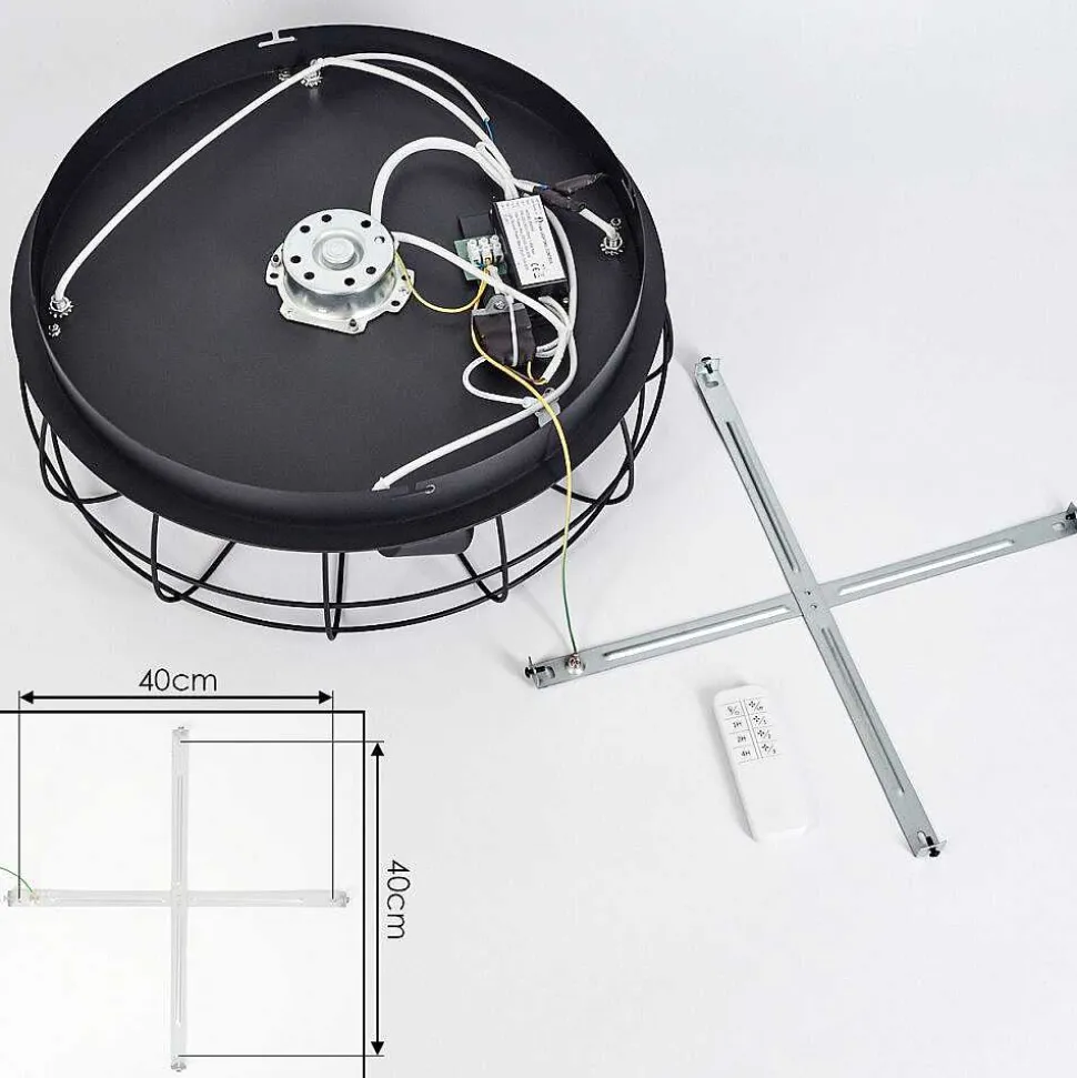 Ventilateur De Plafond Moscavide Brun, Couleur Bois, Noir, 4 Lumieres, Telecommandes