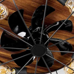 Ventilateur De Plafond Moscavide Brun, Couleur Bois, Noir, 4 Lumieres, Telecommandes